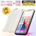 2点セット iPhone 12 フィルム 12 mini 12 Pro Max フィルム ガラスフィルム ブルーライトカット 抗菌 半永久 銀イオン 液晶保護フ...