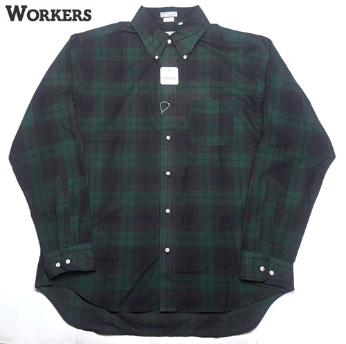 ワーカーズ WORKERS Modified Long Sleeve BD, India Madras, Blackwatch　長袖　ボタンシャツ