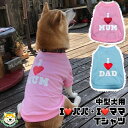 クーポン配布中 【 中型犬用 】 犬 服 Tシャツ 母の日 父の日 プレゼント お母さん お父さん マザー パパママ パステルカラー 袖つき 結婚式 アイラブパパ アイラブママ 可愛い ドッグウェア ブルー ピンク 5号 6号 ぽっちゃり ゆったり ギフトタッピング付き 柴 パグ 犬服