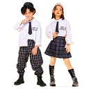 キッズ ダンス衣装 男の子 女の子 セットアップ ダンス 衣装 ヒップホップ シャツ チェック柄 スカートセット パンツセット HIPHOP ファッション 子供服 ストリート キッズダンス 衣装 練習着 演出服 ダンスウェア 発表会