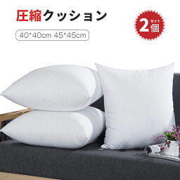 ヌードクッション 45×45cm 2個セット クッション 中身 クッションカバー用 クッション中身 背あてクッション 中材 白ヌード 角型 圧縮クッション 中身 中材 ポリエステル綿 インナークッション インテリア 40×40cm