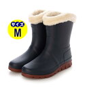 M(23.0-23.5cm) ネイビー レディース 防水防寒ブーツ スノーブーツ レインブーツ ボア 起毛素材 寒さ対策 防寒対策 完全防水 耐候性 屈曲性 幅広 防滑 ウェッジソール ネイビー 23.0cm 23.5cm af_24061