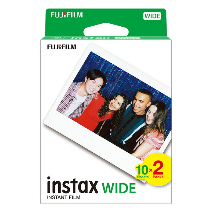 種別：フィルム NOTEinstax WIDE用のフィルムです。フィルムサイズ：86×108mm画面サイズ：62×99mmISO感度：ISO800枚数：20枚撮り 10枚入り 2パック