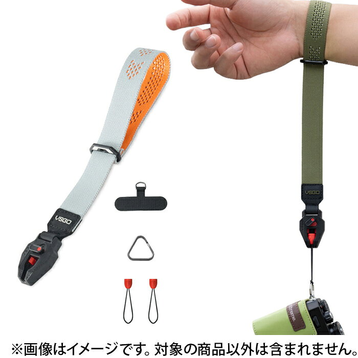 種別：ストラップ NOTE【特許取得済V-lockシステム】片手で1秒でロックが完了する、特許取得済みのV-lockクイックリリースシステムを搭載しています。2段階のロック機構で誤操作を防ぎ、機材をしっかりと固定します。素早く確実な着脱が可能で、撮影のテンポを損ないません。【快適な装着感】下着レベルの伸縮性ニット生地を使用しており、手首への締め付け跡を軽減します。3D通気孔の配列により、汗ばむ季節でもドライで快適な装着感を保ちます。柔らかい素材と重力締め付け設計で、長時間の使用でも疲れにくいのが特長です。【軽量かつ高耐久性素材】航空機グレードのアルミニウム製スライダーと、静的耐荷重80kgのダイニーマ素材を使用したストラップを採用しています。わずか1.5mmの細さながら、40kgの耐荷重を実現し、機材の落下を強力に防ぎます。軽量かつ耐久性に優れ、長期間安心してご使用いただけます【重要な注意事項】摩耗によりストラップ内部の黄色い警告ラインが見えた場合は、速やかにクイックリリースパーツを交換してください。交換せずに使用を続けると、機材の落下につながる可能性があります。一部の薄い色の物品と接触すると、わずかに色移りする可能性がありますのでご注意ください。
