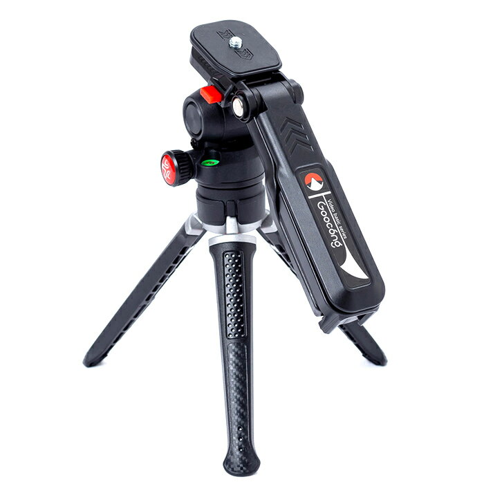 《新品アクセサリー》 Goocong（グーコン） ローアングル対応 スマホホルダー付きビデオ雲台搭載 テーブルトップ三脚 Video Maker【KK9N0D1...