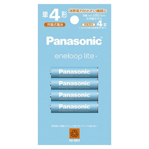 《新品アクセサリー》 Panasonic (パナソニック) 単4形ニッケル水素電池 / エネループ ライトモデル 4本パック BK-4LCD/4H 【KK9N0D18P】 《新品アクセサリー》 Panasonic (パナソニック) 単4形ニッケル水素電池 / エネループ ライトモデル 4本パック BK-4LCD/4H 【KK9N0D18P】