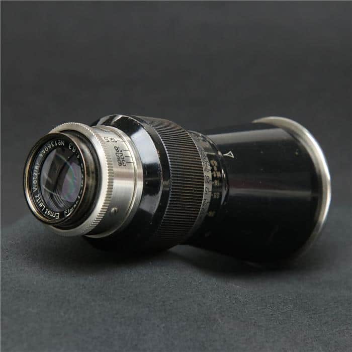 【あす楽】 【中古】 《並品》 Leica エルマー L105mm F6.3 山岳 クローム フード付 【1936年製のロット。大変貴重な純正レンズフード付きが入荷しました！】 Lens 交換レンズ