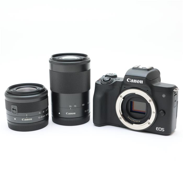 【中古品】 《並品》 Canon EOS Kiss M2 ダブルズームキット ブラック 【15-45mmレンズ内クリーニング/各部点検済】 [ デジタルカメラ ]