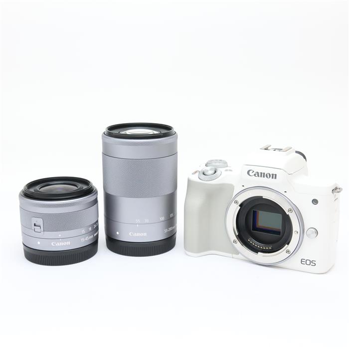 【中古品】 《美品》 Canon EOS Kiss M2 ダブルズームキット ホワイト 【CMOSセンサー交換/各部点検済】 [ デジタルカメラ ]