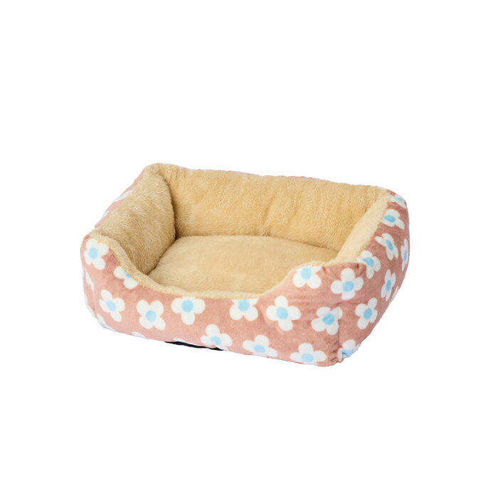 もこもこ カドラーベッド フラワーブラウン M