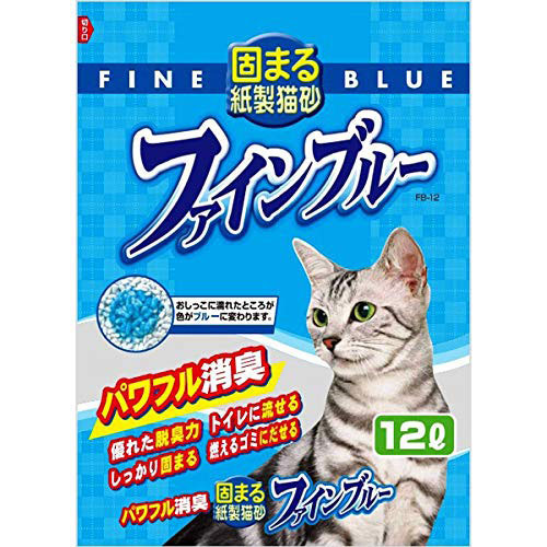 色がブルーに変わる固まって流せる紙製猫砂。・オシッコで濡れた部分がブルーに変わり汚れをトイレに残さない。・しっかり固めて臭いをとる。・ペレット状で散らかりにくい。・使用後は燃やせるゴミとして処理でき水洗トイレにも流せる。【材質】再生パルプ(紙製品のリサイクル材)、高吸収性ポリマー、のり剤、染料【使用方法】(1)ペット用トイレに5〜7cmの深さに入れてください。(2)排尿は砂に吸収され、小さな固まりとなります。(3)固まった部分を取り除き捨ててください。トイレ内の砂が減ってきましたら「おからの猫砂大粒」を補充してください。(4)2〜3か月に1度は、全量新しい砂と交換してください。長期間使用しますと固まらない部分も湿気を吸収して、固まりが悪くなります。【原産国または製造地】日本【諸注意】飲食物ではありませんので、幼児やペットに食べさせないでください。猫・犬用トイレ砂以外の用途には使用しないでください。