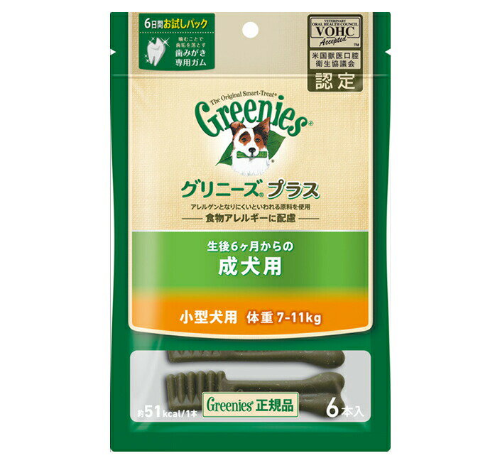 独自のブラシ型形状と弾力性で噛む事で歯垢を落とす効果。主原料は自然素材で愛犬が喜ぶ美味しさ。おやつだけどドライフードと同じ総合栄養食。【原材料】小麦粉、小麦タンパク、ゼラチン（豚由来）、セルロース、タンパク加水分解物、グリセリン、レシチン、ビタミン類（A、B1、B2、B6、B12、D3、E、コリン、ナイアシン、パントテン酸、ビオチン、葉酸）、ミネラル類（カリウム、カルシウム、クロライド、セレン、マグネシウム、マンガン、ヨウ素、リン、亜鉛、鉄、銅）、着色料（スイカ色素、ゲニパ色素、ウコン色素）【保証成分】【保証成分値】タンパク質：30．0％以上、脂質：5．5％以上、粗繊維：6．0％以下、灰分：6．0％以下、水分：15．0％以下【エネルギー】約56kcal/1本【原産国または製造地】アメリカ