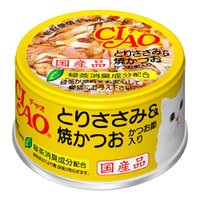 【分類】 猫用一般食 【原材料】 鶏肉、宗田かつお、かつお節、増粘多糖類、ビタミンE、緑茶エキス、紅麹色素 【保証成分】 粗たん白質14.0%以上、粗脂肪1.3%以上、粗繊維0.1％以下、粗灰分1.1％以下、水分83.5％以下 【給与方法】 総合栄養食と一緒にお与え下さい 【賞味期限】 3年 【商品サイズ】 W68×D68×H37 【原産国または製造地】 日本 【諸注意】 お使い残りが出た場合はガラスなどの容器に移し替えて冷蔵庫に入れ、なるべく早めにお使い下さい。 キャッチコピー とりささみをベースにした見た目にもおいしいホワイティミートシリーズ メーカー いなばペットフード　株式会社 対象猫