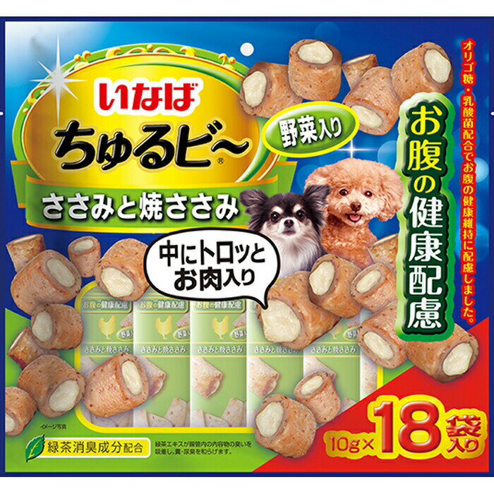 いなば ちゅるビ～ ささみと焼ささみ 野菜入り お腹の健康配慮 10g×18袋