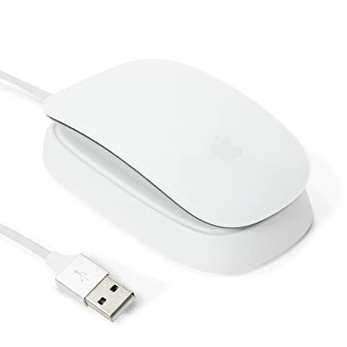 Ascrono - 充電ステーション Apple Magic Mouse 2対応 - ホワイト - 完璧なアクセサリー 充電ドック スタンド 充電器として使用可能 5フィート (1.5m) USB-Aケーブル付き