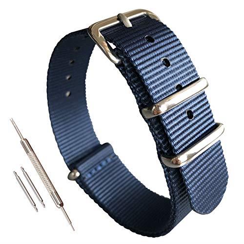MZBUTIQ 12mm ブルーナイロン腕時計ストラップ 一体型 バリスティックナイロン腕時計バンド 交換用 エクストラロング