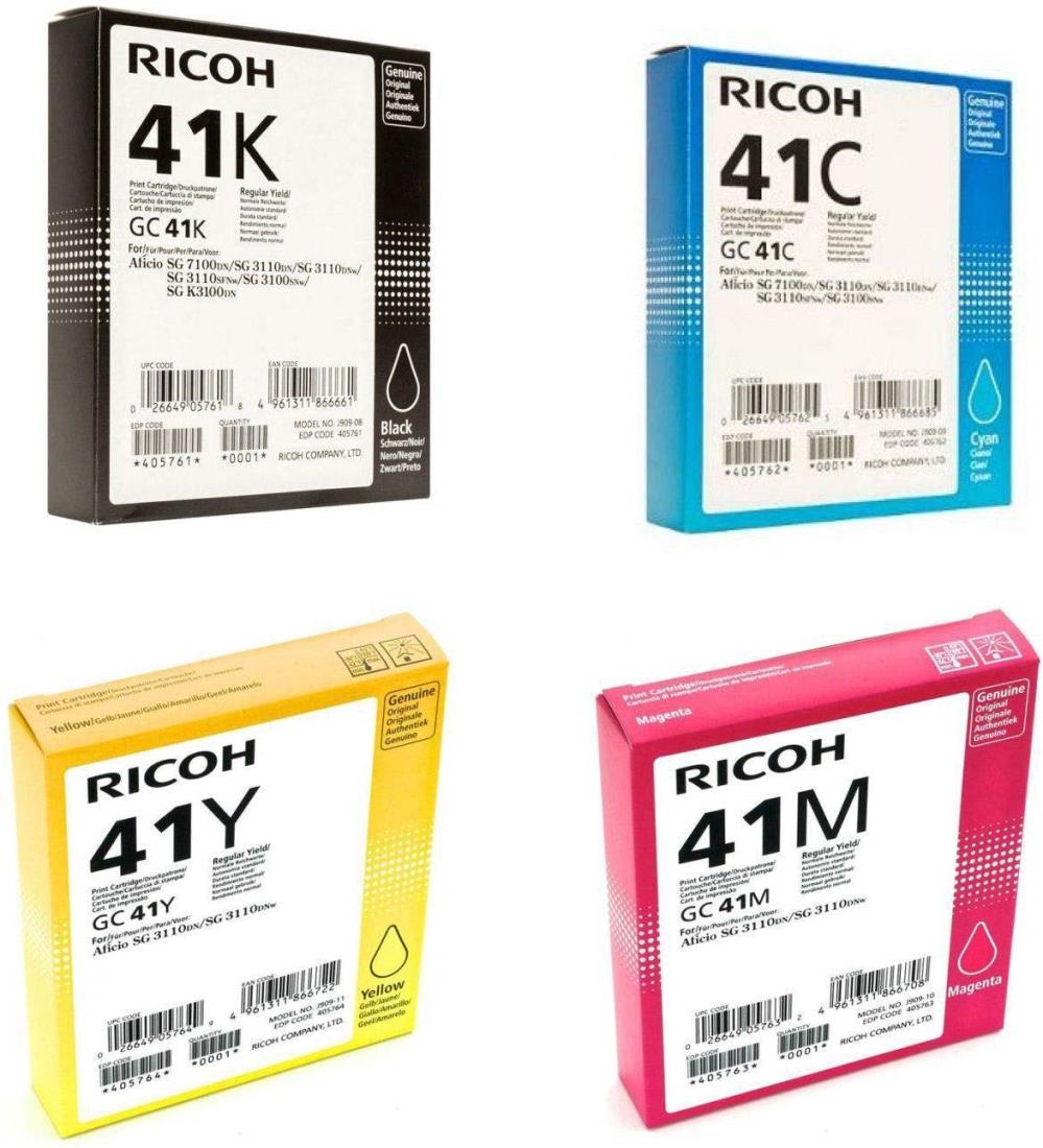 RICOH 【4色セット】リコー SGカートリッジ GC41K, C,M,Y （Mサイズ）純正品 （RICOH SG 3200 / 2200 シリーズ, IPSiO SG 2100/ 3100/ 3120 シリーズ他対応）