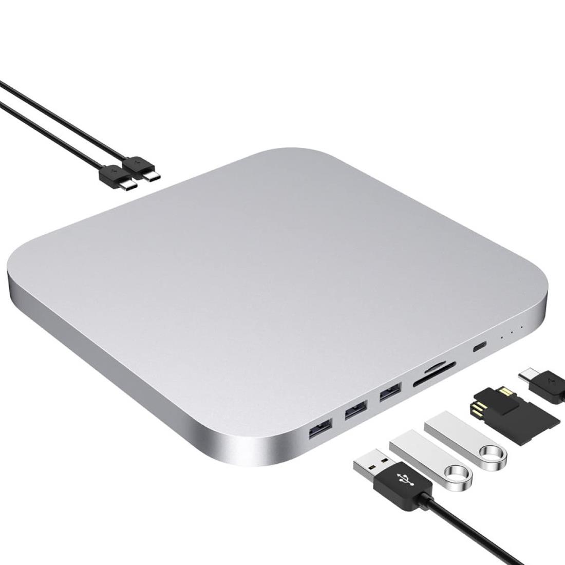 Mac mini ドッキングステーション シルバー 8in1 TypeC ハブ / M.2, 2.5インチ SSD HDD TypeA USB3.0 TypeC USB3.1 SD microSD / Mac mini M2 Pro 2023 mac mini M2 mac mini M1 2020/2018 Windows / 型番：MC25Pro