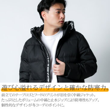 中綿ジャケット ブルゾン ジャンパー マンパ マウンテンパーカー 中綿 ダウンジャケット 軽量 フード付き ロゴ プリント 暖かい 防寒 冬物 冬服 M L LL 2L XL 黒 白 赤 おしゃれ かっこいい ブランド 人気 おすすめ ストリート系 サーフ系