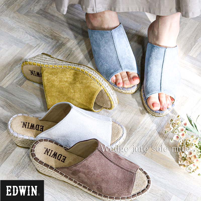 EDWINエドウィンスエードタッチジュードウェッジソールサンダル靴レディースサンダル