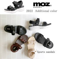 【ご注文多数にため緊急追加】moz モズ ワンポイント ダブルベルト マジックテープ 厚底 スポーツ サンダル 靴 レディース ストラップ エルク ヘラジカ かわいい プラットフォーム スポサン かかとあり 履きやすい 21ss san 人気