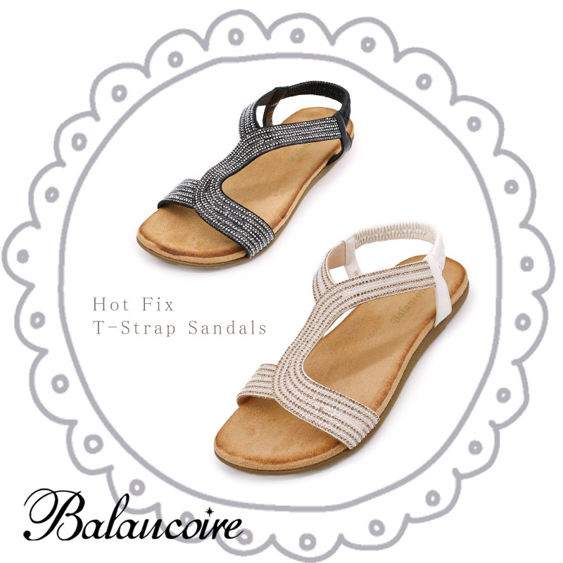 【60%off中!】Balancoire ブランコワール ホットフィックス Tストラップ キラキラ バックストラップ コンフォート サンダル 華やか 軽量 柔らかい 快適 履きやすい レディース 婦人 靴 ブラック ホワイト 24 春 夏のサムネイル