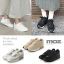 MOZ モズ エアークッション 厚底 スニーカー 靴 レディース ダッド スニーカー ローカット レースアップ 厚底 北欧 スウェーデン エルク ヘラジカ ワンポイント ブラック グレー シロ ベージュ