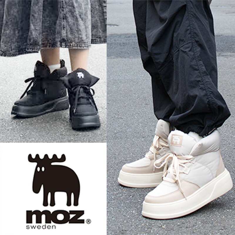 【61%off中!】【OUTLET SALE!】MOZ モズ ボアライニング 厚底 パテッド スノー ハイカット スニーカー ブーツ 生活撥水 スエーデン 暖かい 防寒 雪 アウトドア プラットフォーム レディース 靴 シューズ 人気 ブラック ベージュ 秋 冬のサムネイル