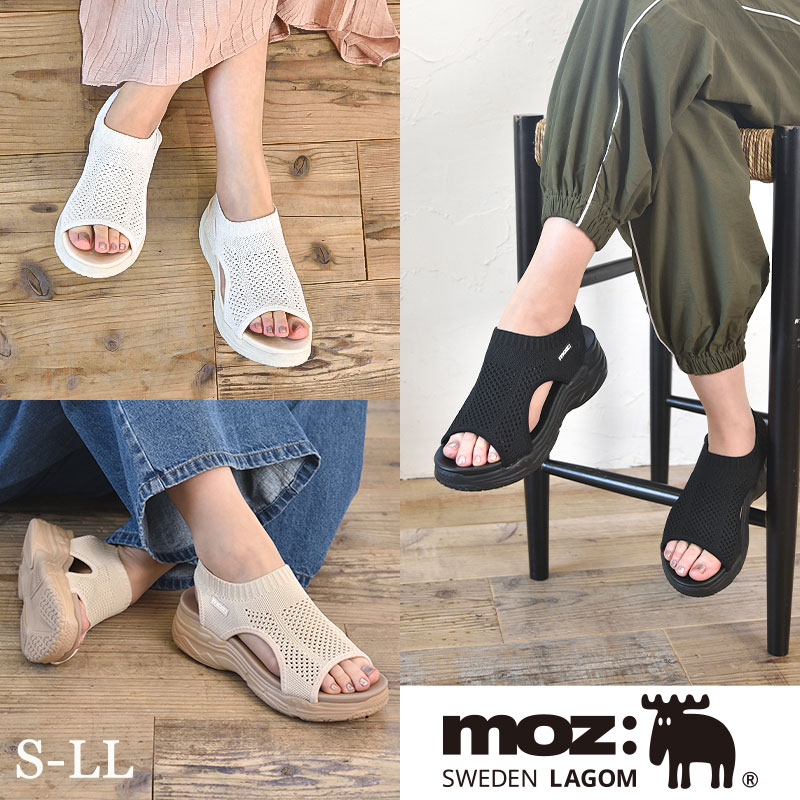【Clearance!】MOZ モズ エルク ニット 一体形成 スポーツ サンダル スポサン 厚底 軽量 通気性 シンプル おしゃれ EVA レディース 婦人 シューズ 靴 北欧 スェーデン カジュアル ブラック 春 夏 疲れない 歩きやすい カジュアル スポーティー