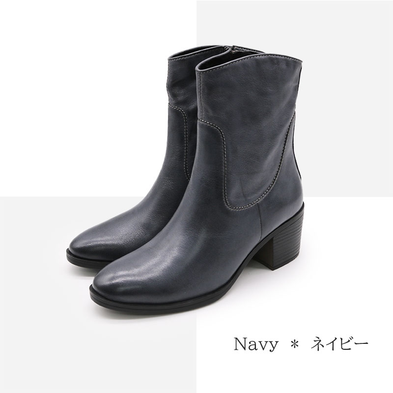 楽天市場】ショートブーツ（カラーネイビー）（ブーツ｜レディース靴