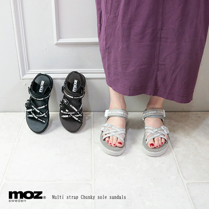 【6月上旬入荷予定入荷次第順次発送】mozモズプラットフォームクロスメッシュストラップスポーツサンダルスポサン厚底チャンキーソール靴レディースブランド調節できる履きやすい柔らかいクッション21sssan人気