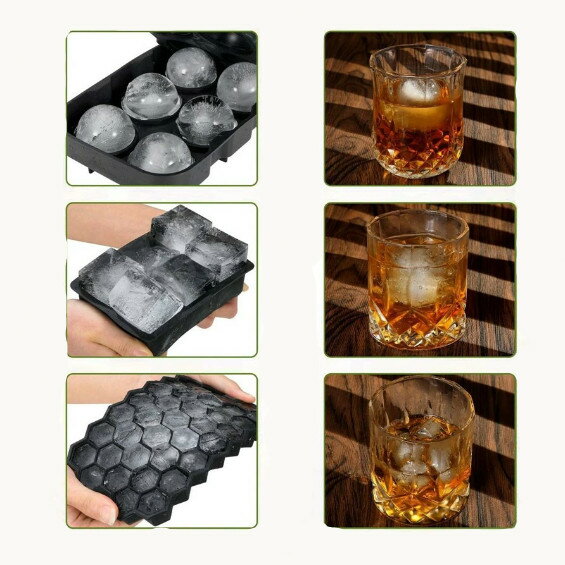 2点セット 製氷皿 (丸型＋四角型) ダイヤモンド型 蓋付き