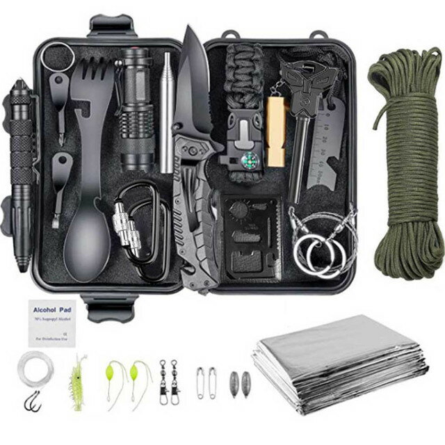 サバイバルキット 22点キット サバイバルグッズ サバイバルセット ツールセット サバイバルナイフ マル..