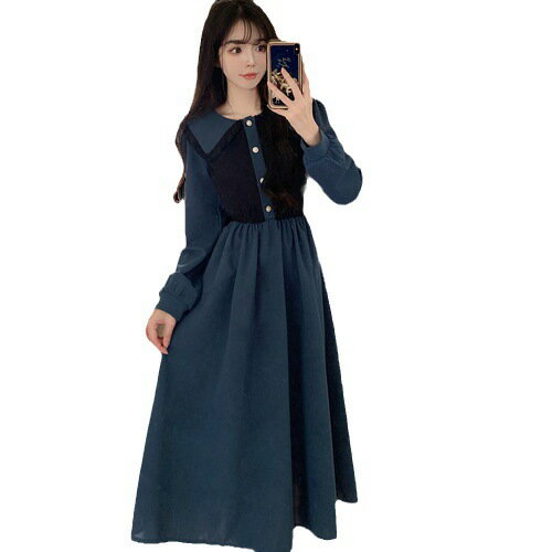 ワンピース レディース 秋冬 ロングワンピース 長袖 aライン 美脚ドレス 体型カバー 着痩せ プリンセス ワンピース シンプル チュニック 森ガール 甘め