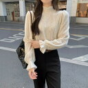 セーター トップス レディース ニット フリル ハーフハイネックフリル ゆったり 柔らかい インナー カットソー 長袖 プルオーバー 重ね着 おしゃれ カジュアル 無地 春秋冬