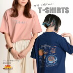 Tシャツ半袖 トップス カットソー 可愛らしい存在感。プリント半袖Tシャツ ロゴT 丸首 カジュアル 大きいサイズ 綿混 コットン混 レディース n_marai 春服