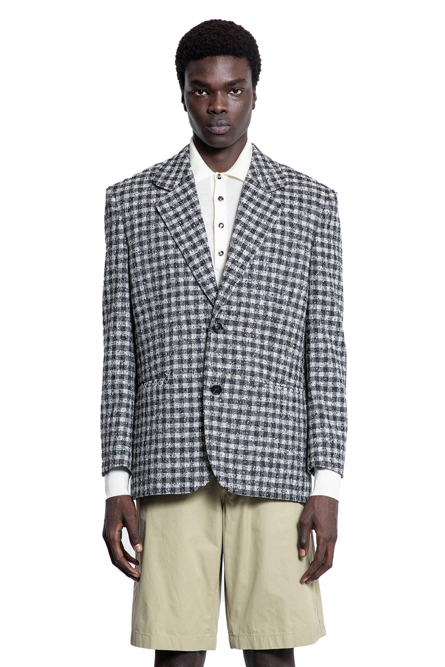 bouclé gingham wool blazer