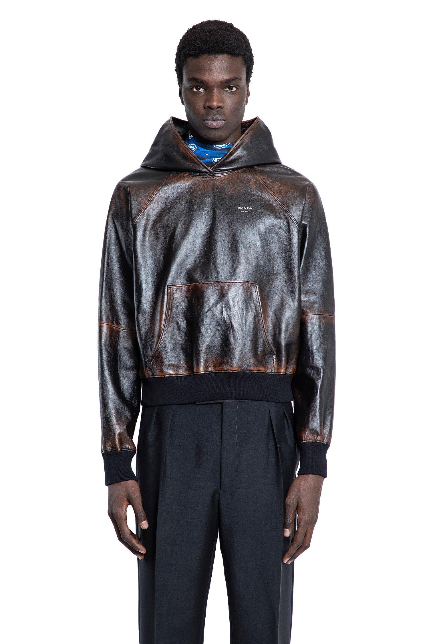 nappa leather hoodie