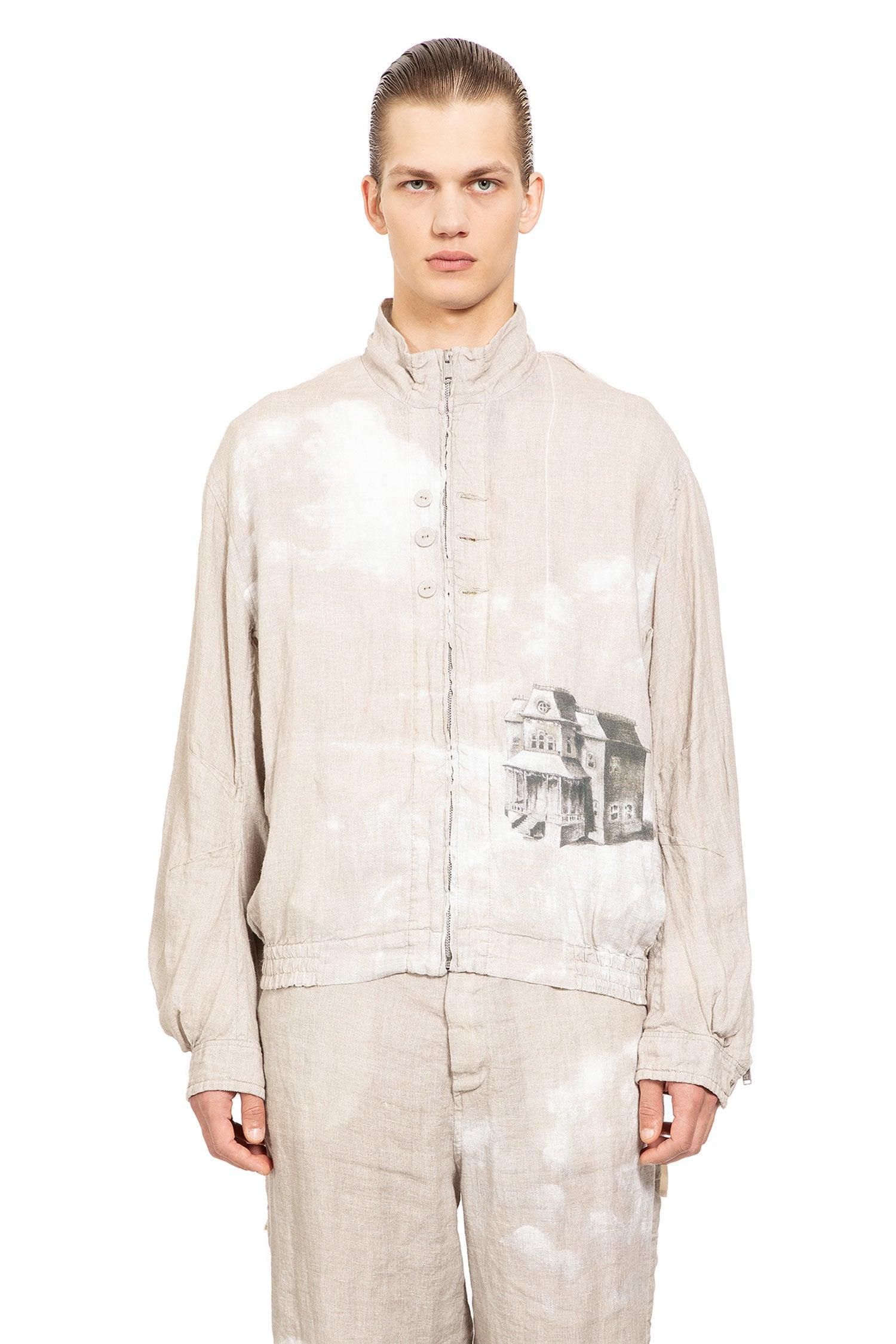 printed linen blouson