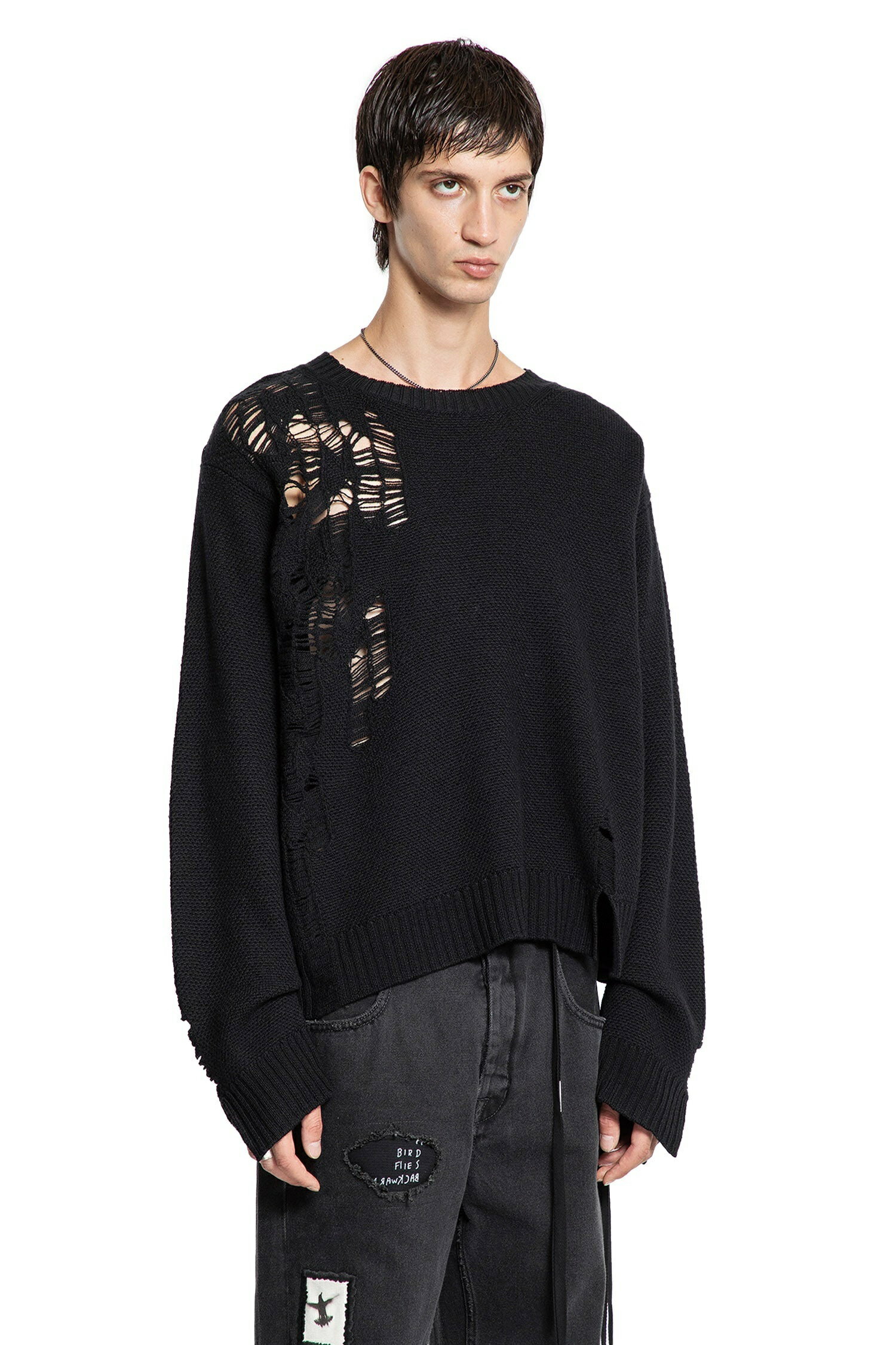 waldon destroyed seed stitch sweater