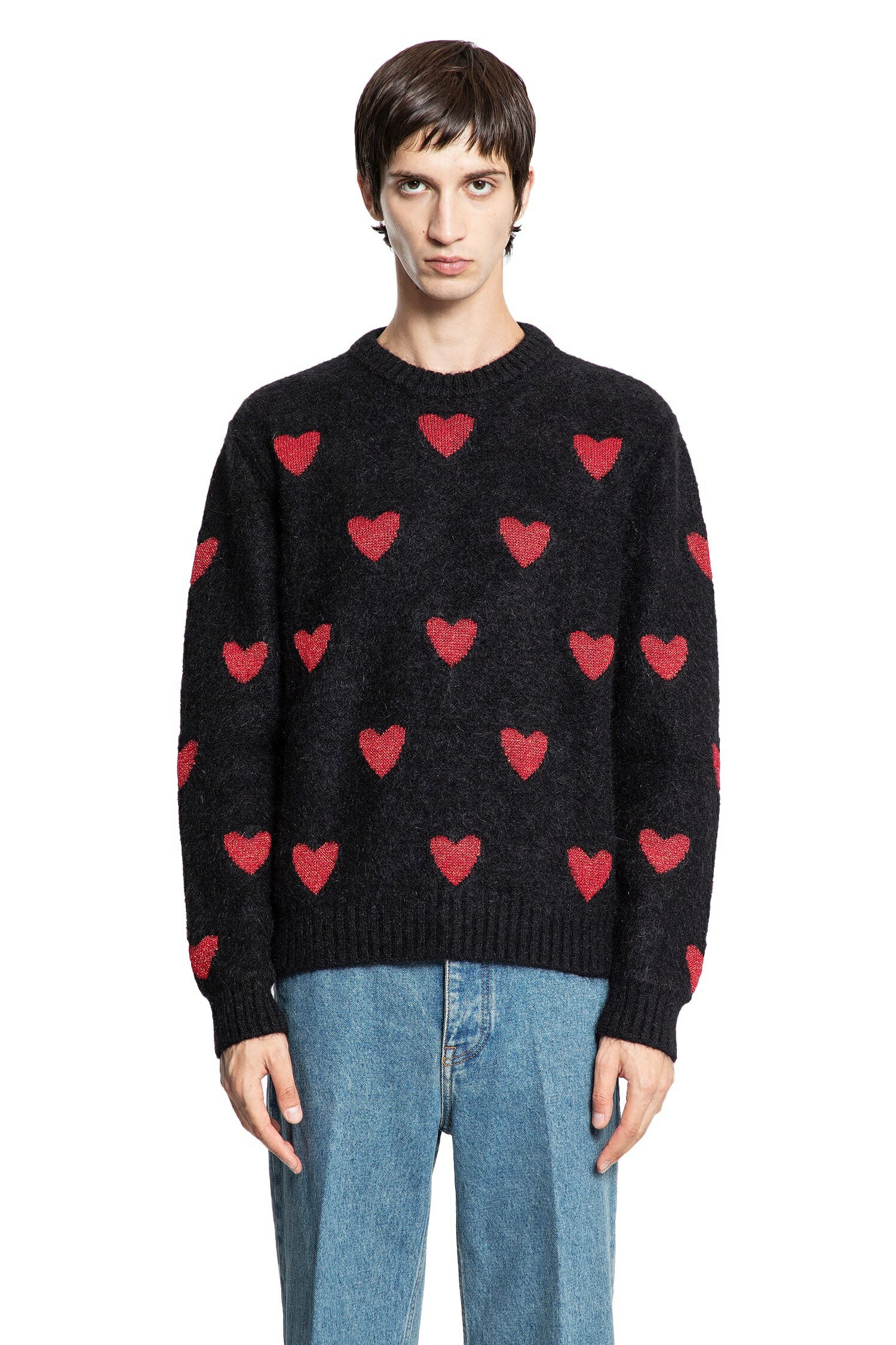 valentino ヴァレンティノ ハートジャカード モヘアルレックスジャンパーmn-4