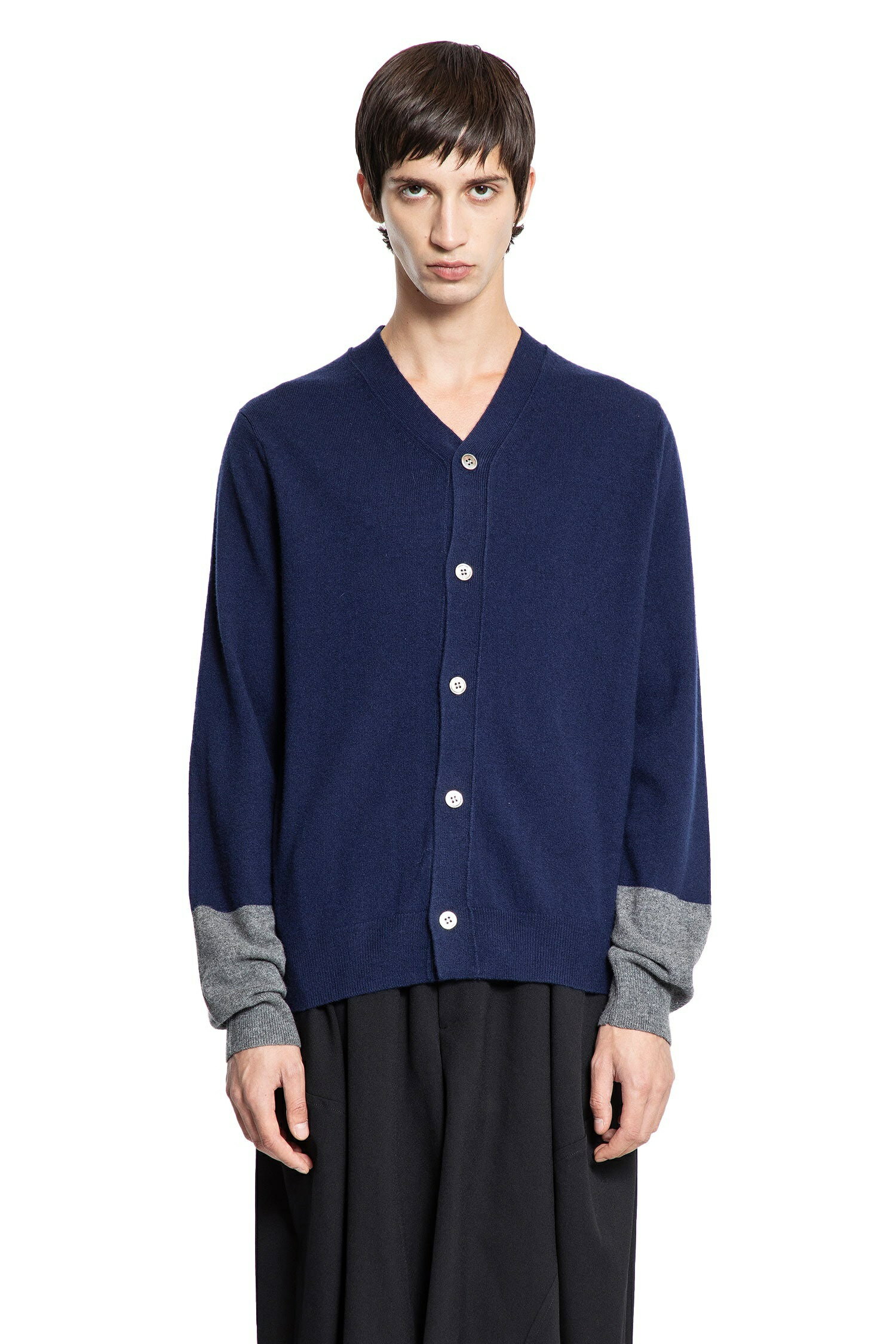 two-tone lambswool cardigan