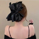 送料無料 バンスクリップ リボン 大きめ ヘアクリップ 結婚式 バレッタ リボンバレッタ リボン ヘアアクセサリー BIG 大きめ ボリューム シフォン ふわふわ 軽やか かわいい ブラック アイボリー リボンバレッタ 浴衣 着物 プレゼント 楽天海外通販