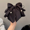 送料無料 ヘアクリップ リボン ヘアアクセサリー お団子ヘアクリップ ヘアアレンジ アクセサリー アップスタイル ハーフアップ ボリューム シフォン ふわふわ 軽やか かわいい ブラック アイボリー 浴衣 着物 プレゼント 楽天海外通販