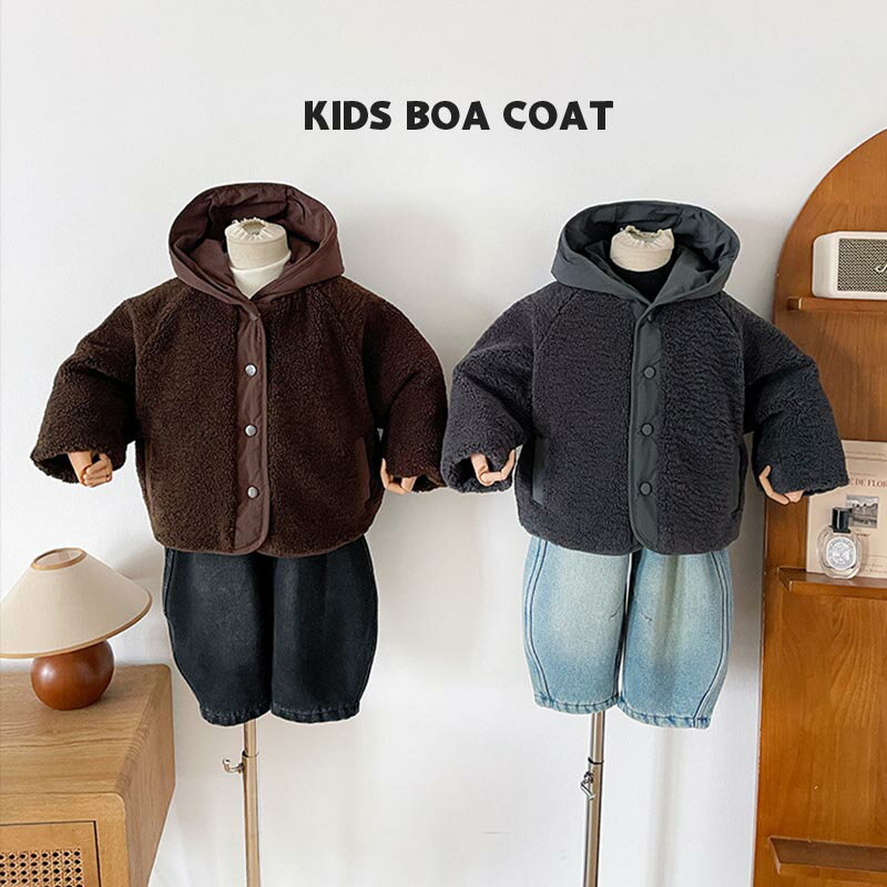 送料無料 フード付きコート キッズ キッズアウター ボアコート 女の子 男の子 アウター ジャケット 冬 ..