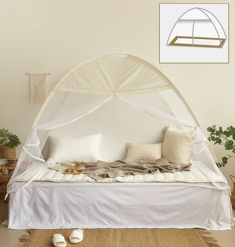 送料無料 蚊帳 ベッド用 床用 シングル ワンタッチ モスキートネット 簡単設置 大きい レギュラーサイズ 底面なし か…