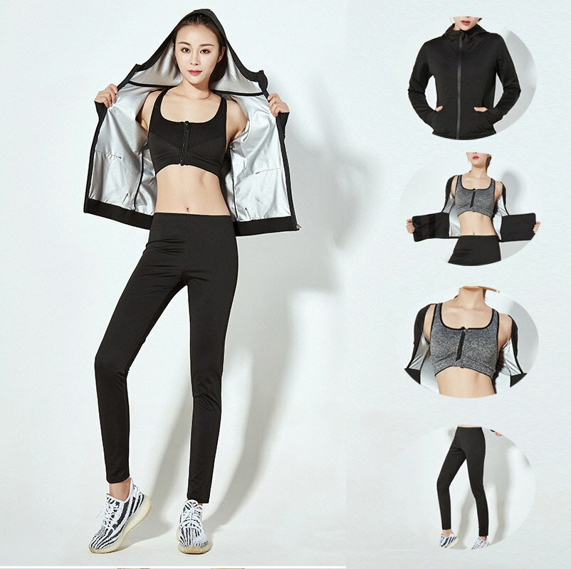 送料無料 ダイエットウェア コンプレッションウェア レディーススポーツ服 4点セット 瑜伽 ユガウェア ランニングウェア トレーニングウェア 上下 長袖 半袖 ...