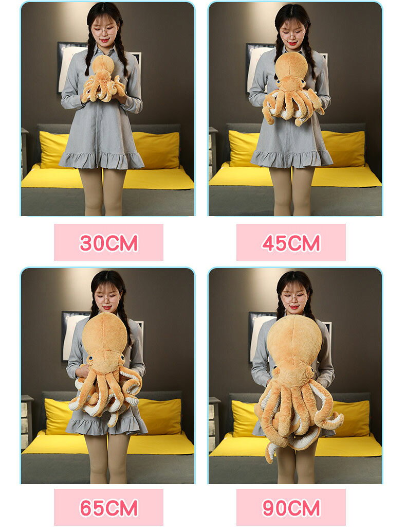 送料無料 90cm ぬいぐるみ 全5カラー タコ たこ 抱き枕 クッション インテリア 大きい 子供 おもちゃ 動物 可愛い かわいい 彼女に ふわふわで癒される 柔らか 心地いい プレゼント 楽天海外通販の商品画像 2