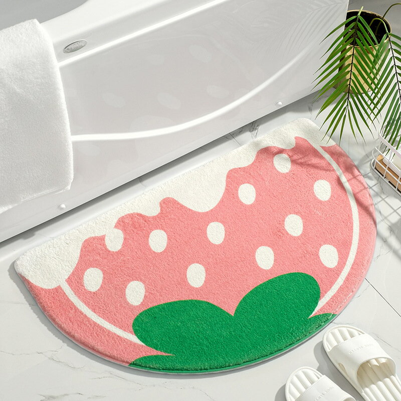 楽天Marbeine送料無料 玄関マット 50*80cm イチゴ ストロベリー strawberry ミツバチ Bee 半円 ドアマット バスマット 足ふきマット 寝室 トイレ 浴室 階段マット 吸水 滑り止め 防音対策 水洗い キズ防止 快適 ふわふわ サラサラ シンプル おしゃれ 楽天海外通販