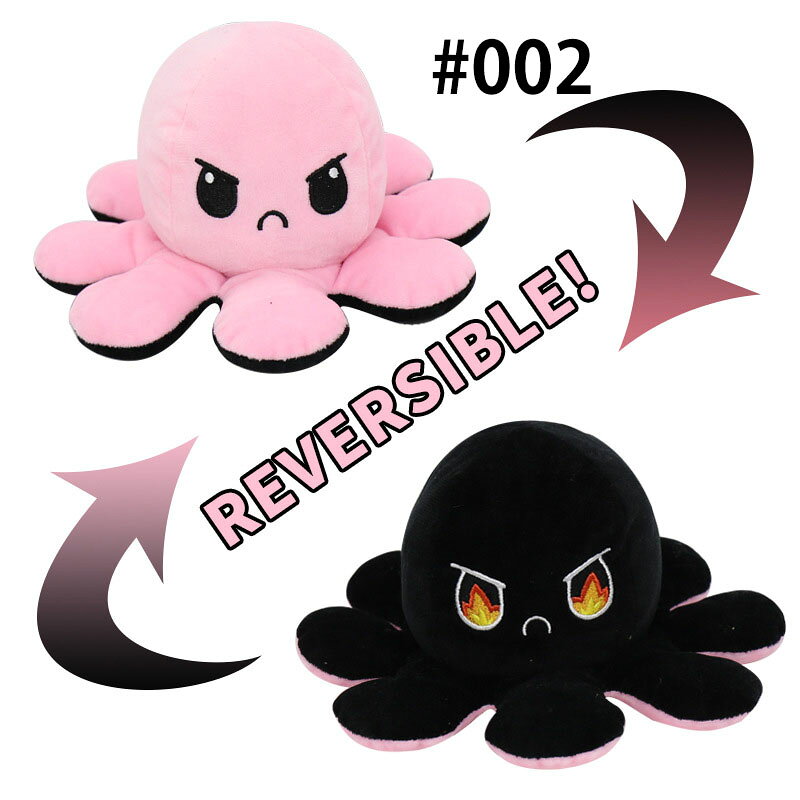 送料無料 ぬいぐるみ タコ 怒り 裏返し 両面 reversible リバーシブル 抱き枕 子供 おもちゃ 動物 可愛い かわいい 彼女に ふわふわで癒される 柔らか 心地いい プレゼント ハイリバーシブル 10*20cm 楽天海外通販の商品画像 3
